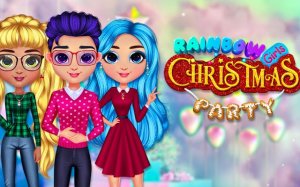 Rainbow Girls Christmas Party Dress Up Online Game - Ludoryx free online game