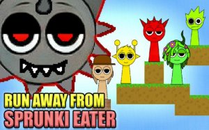 Run Away from Sprunki Eater - Escape Platformer Online Game - Ludoryx free online game